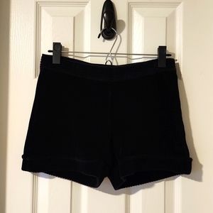 Black Corduroy Mid-Rise Shorts